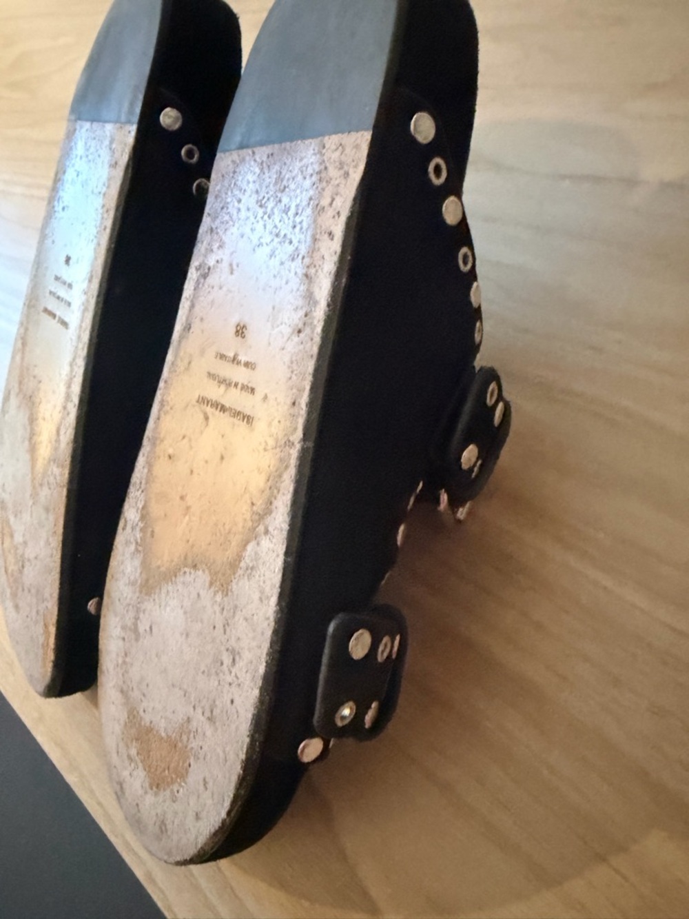 Isabel Marant Black Suede Double-Buckle Studded Sandals Lennyo - Picture 5 of 12